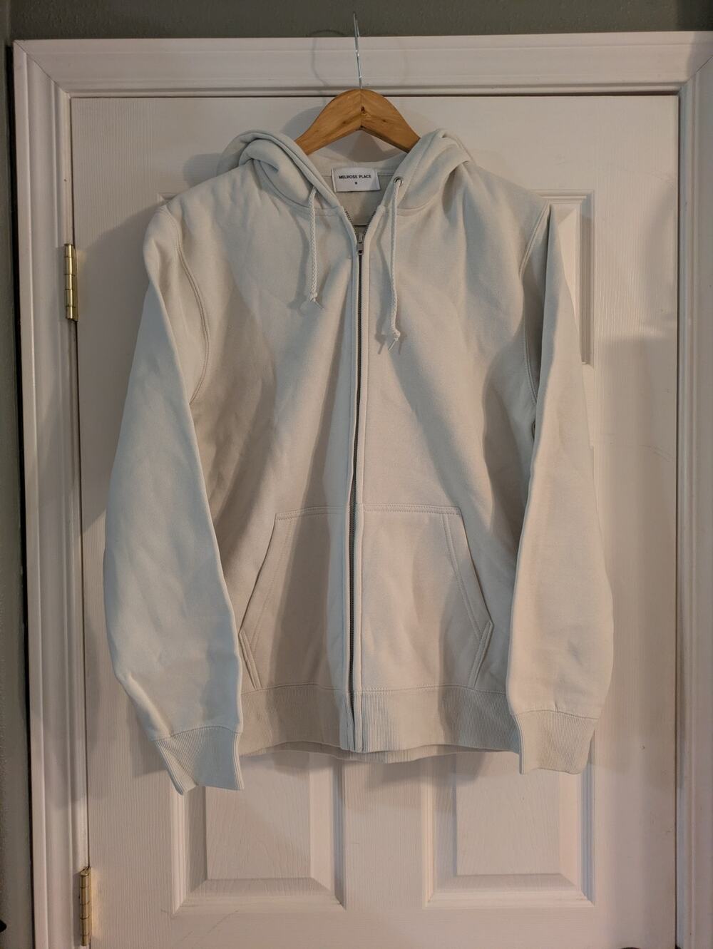 Melrose Place Unisex Hoodie M Off-White Full Zip NWOT